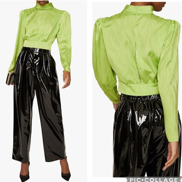 Ronny Kobo Collection Tops - Ronny Kobo Kaira Satin‎ Open Back Top Green 4